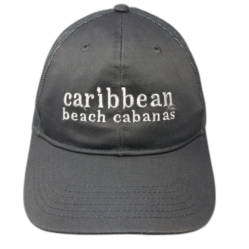 Otto Trucker Hat Gray White One Size Caribbean Beach Cabanas Mesh Back Snapback